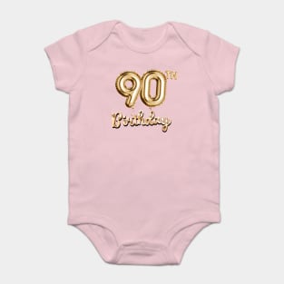 90th Birthday Gifts - Party Balloons Gold Baby Bodysuit